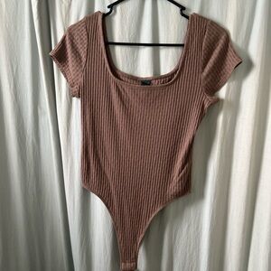 Wild Fable Ribbed Brown Bodysuit - medium